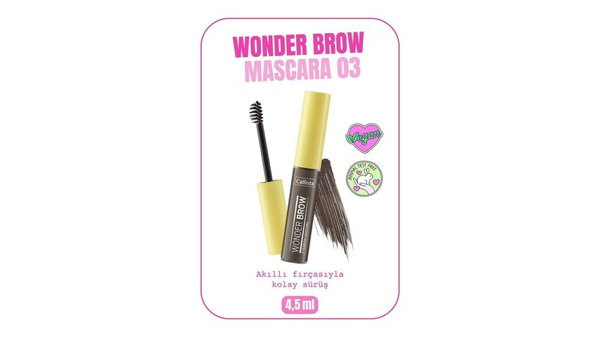 Callista Wonder Brow Eyebrow Mascara Kaş Maskarası 03 Koyu Kahve