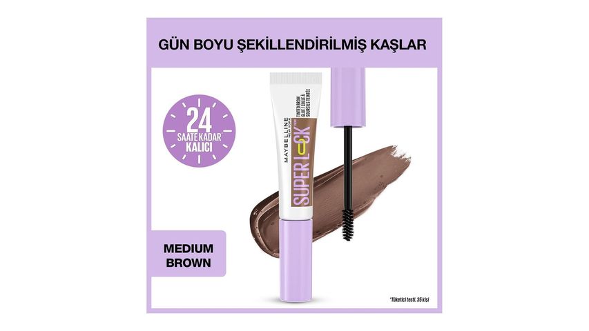 Maybelline New York Super Lock Brow Glue Eyebrow Stabilizer Medium Brown Mascara