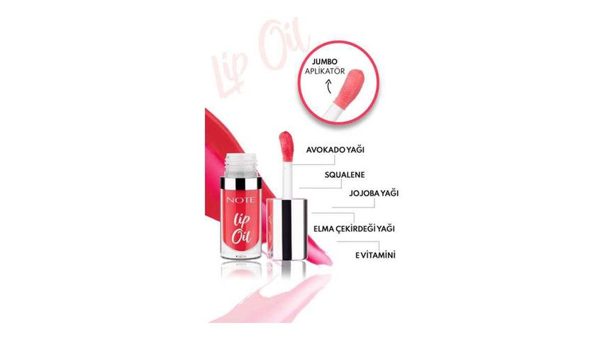 Note Cosmetics Lip Oil 40 Sugar Red Moisturizing & Glossy Lip Care Oil - Red