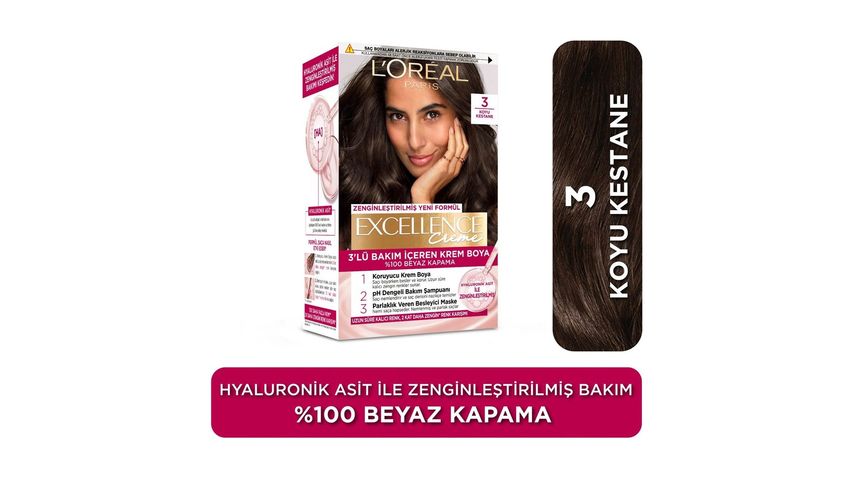 L'Oréal Paris Excellence Dark Chestnut Hair Dye 3.0