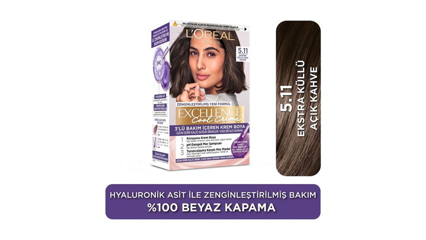 L'Oréal Paris Excellence Ekstra Küllü Açık Kahve Saç Boyası 5.11