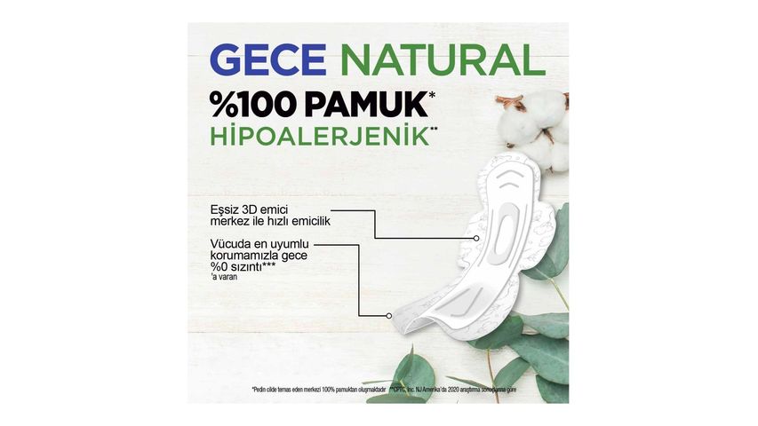 Kotex Natural Ultra Single Gece Hijyenik Ped 6'lı