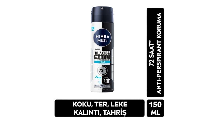 NIVEA MEN Spray Deodorant Black & White Invisible Fresh 150 ml
