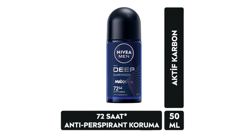 NIVEA MEN Roll-on Deodorant Deep Dimension Active Carbon 50 ml