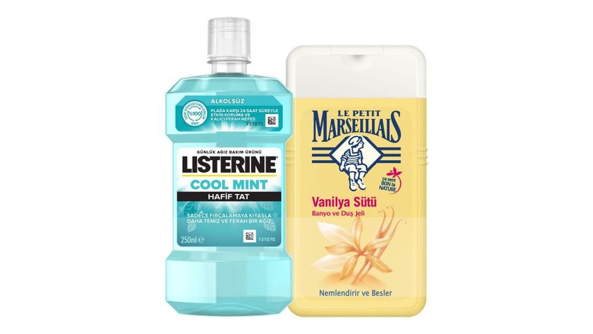 Le Petit Marseillais Vanilya Sütü Duş Jeli + Listerine Coolmint Hafif Tat 250 ml