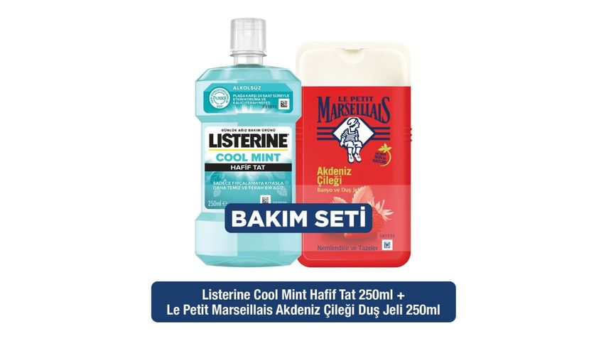 Le Petit Marseillais Akdeniz Çileği Duş Jeli + Listerine Coolmint Hafif Tat 250 ml