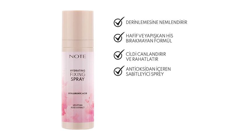 Note Cosmetics Hydrating Fixing Spray Rose Extract Moisturizing Makeup Setting Spray