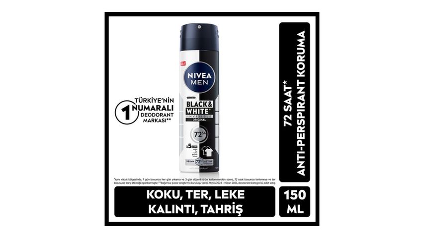 NIVEA MEN Spray Deodorant Black & White Invisible Original 150 ml