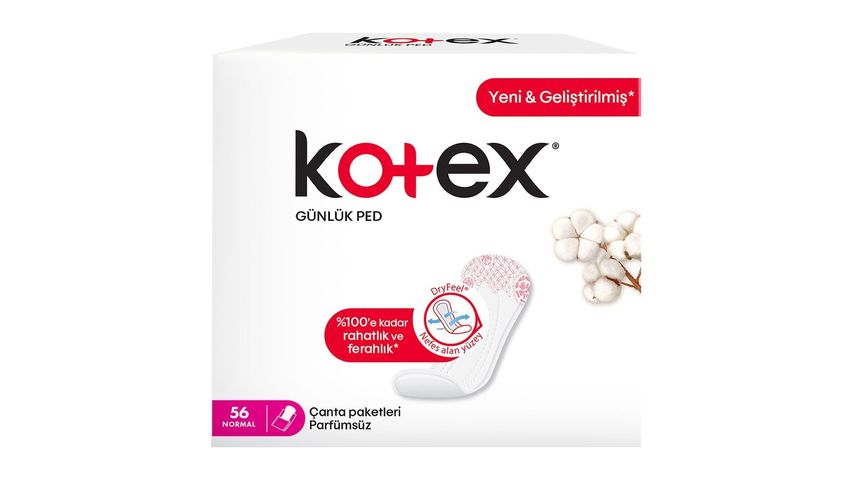 Kotex Normal Günlük Ped Parfümsüz 56'lı