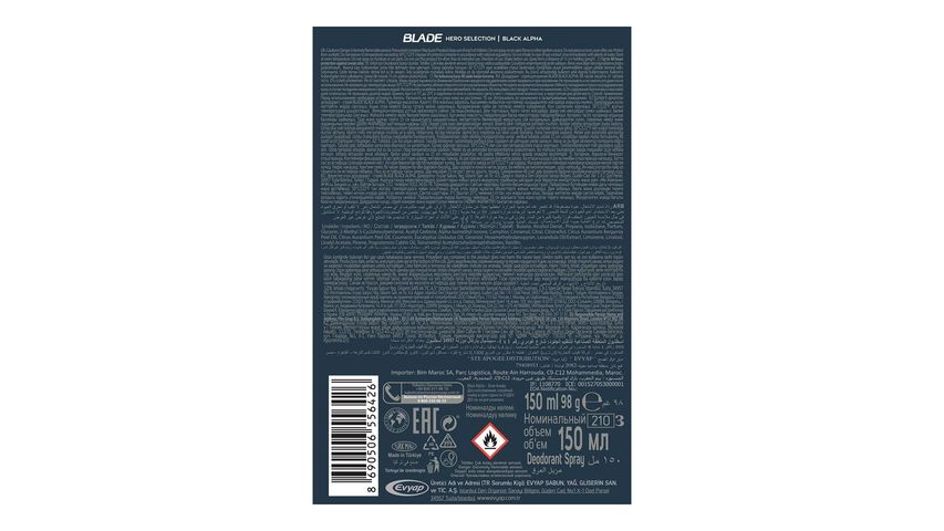 Blade Hero Selection Black Alpha Erkek Deodorant 150 ml