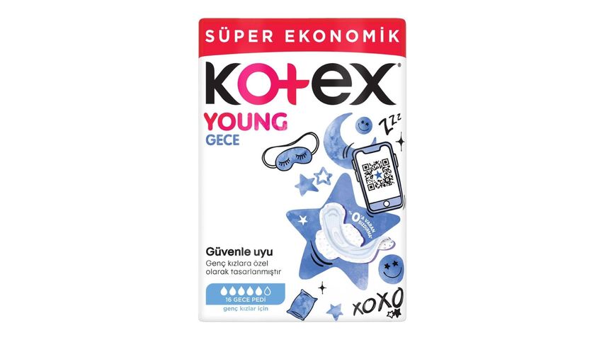 Kotex Young Süper Ekonomik Gece Ped 16'lı