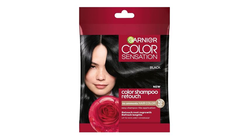 Garnier Color Shampoo Retouch Şampuan Kolaylığında Dip Boyası, Siyah 2.0