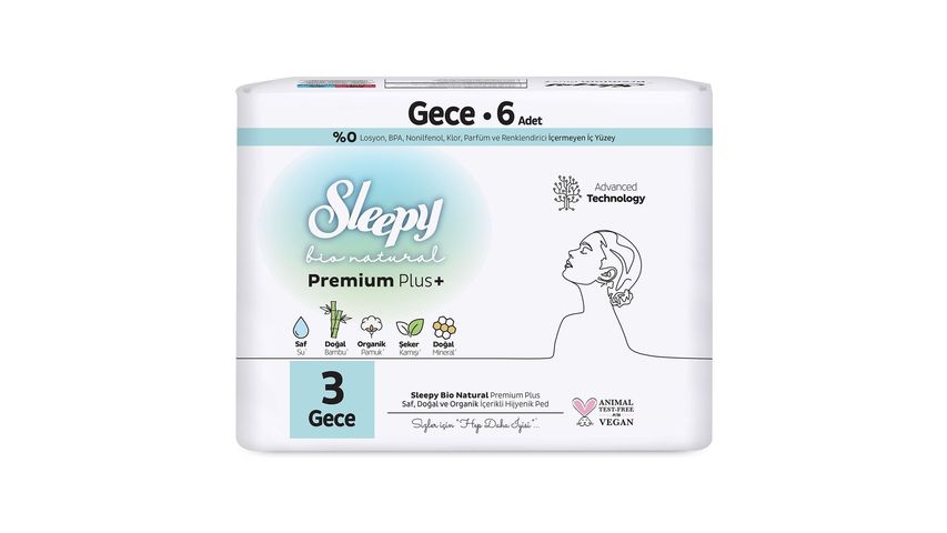 Sleepy Bio Natural Night Sanitary Pad 6 Pieces
