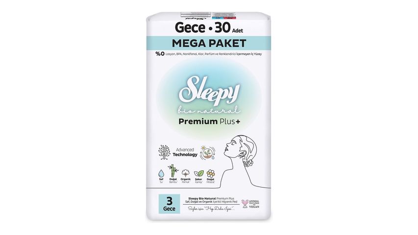 Sleepy Bio Natural Gece Hijyenik Ped 30'lu