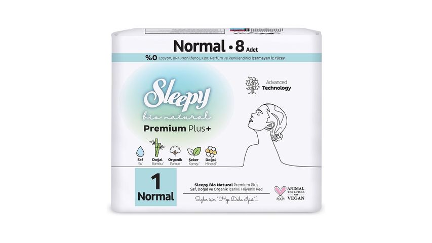 Sleepy Bio Natural Normal Hijyenik Ped 8'li