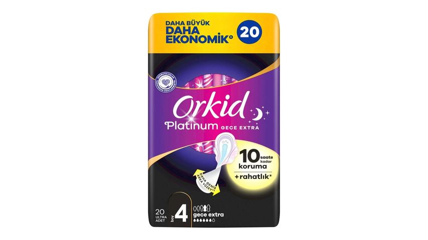Orkid Hijyenik Ped Platinum Gece Ekstra Dörtlü Paket 20'li
