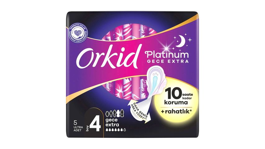 Orkid Platinum Hijyenik Ped Extra Gece 5'li