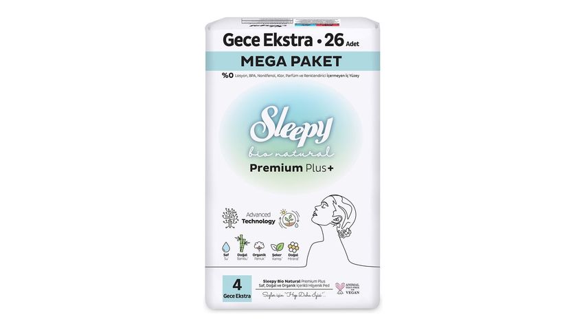 Sleepy Bio Natural Mega Extra Gece 26'lı