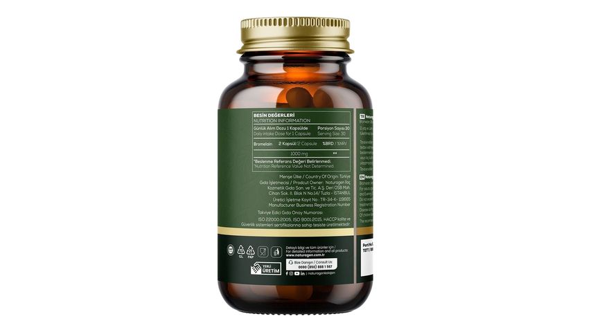 Naturagen Vity Bromelain 60 Kapsül 1000 mg