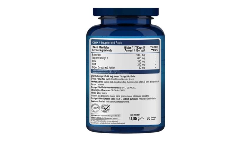One Up Omega 3 1000 mg 30 Kapsül Limon