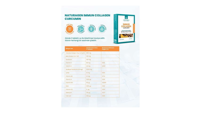 Naturagen Immun Collagen Curcumin 30 Tablet