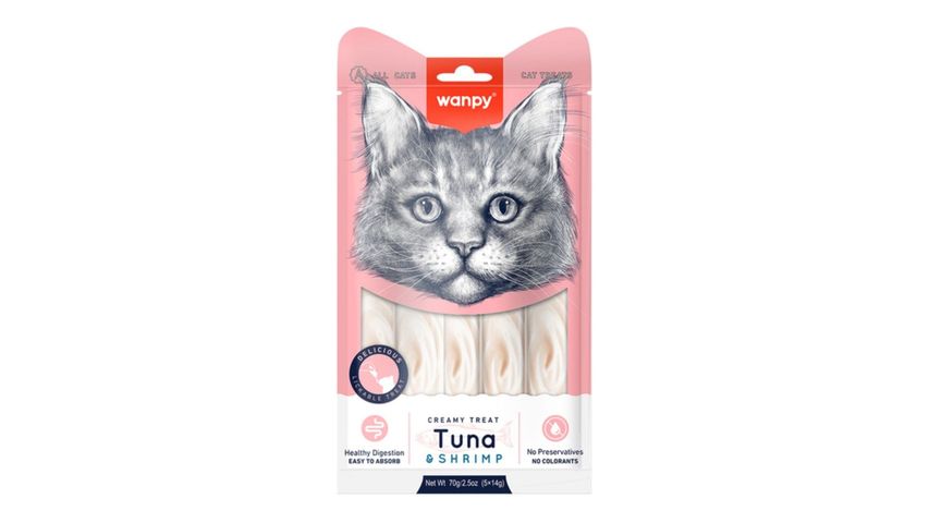 Wanpy Creamy Ton Balıklı & Karidesli Kedi Ödül Maması 5 x 14 g