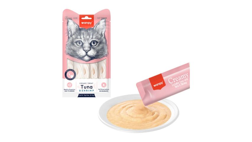 Wanpy Creamy Ton Balıklı & Karidesli Kedi Ödül Maması 5 x 14 g
