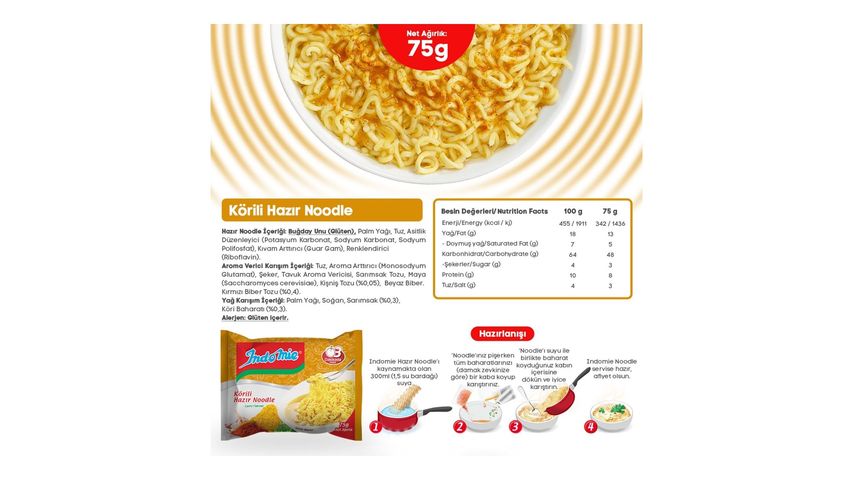 Indomie Köri Aromalı Hazır Noodle 75 g