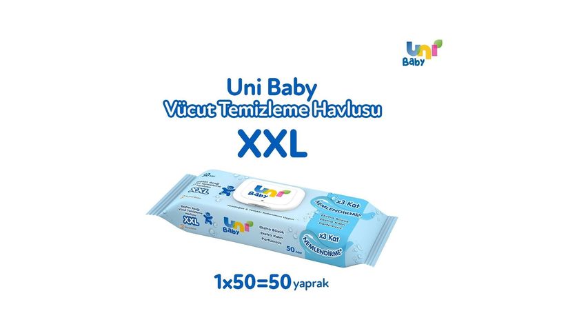 Uni Baby Vücut Temizleme Havlusu XXL 50 Yaprak
