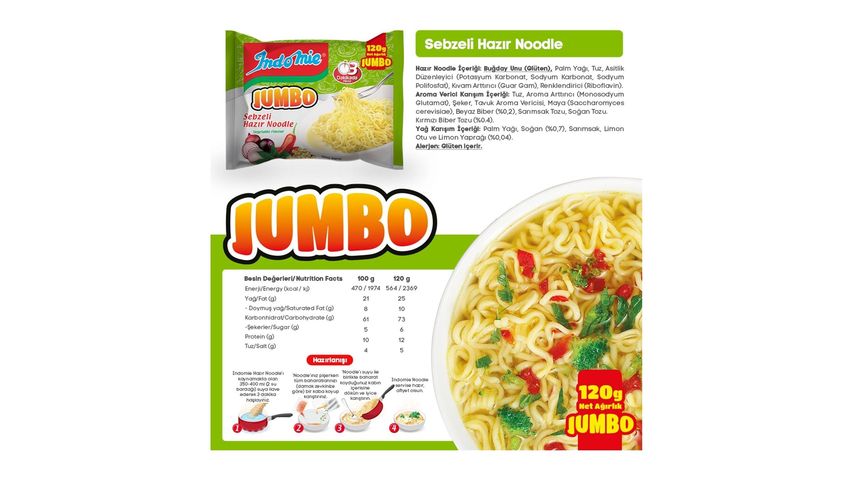 Indomie Jumbo Paket Sebzeli Noodle 120 g