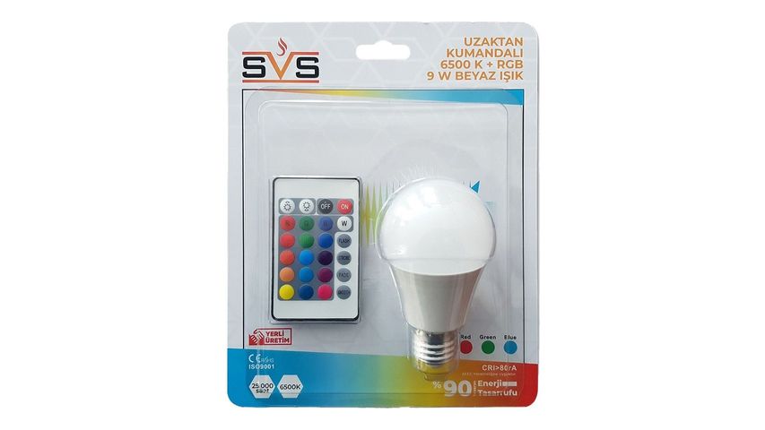 SVS Led Beyaz Ampul RGB Uzaktan Kumandalı 6500 K