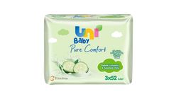 Uni Baby Pure Comfort Bebek Losyonlu & Salatalık Özlü Islak Mendil 3 x 52'li