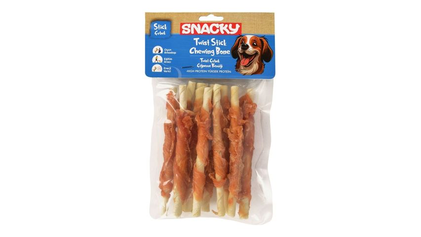 Snacky 10'lu Tavuk Sargılı Çubuk Kemik Köpek Ödülü 100 g