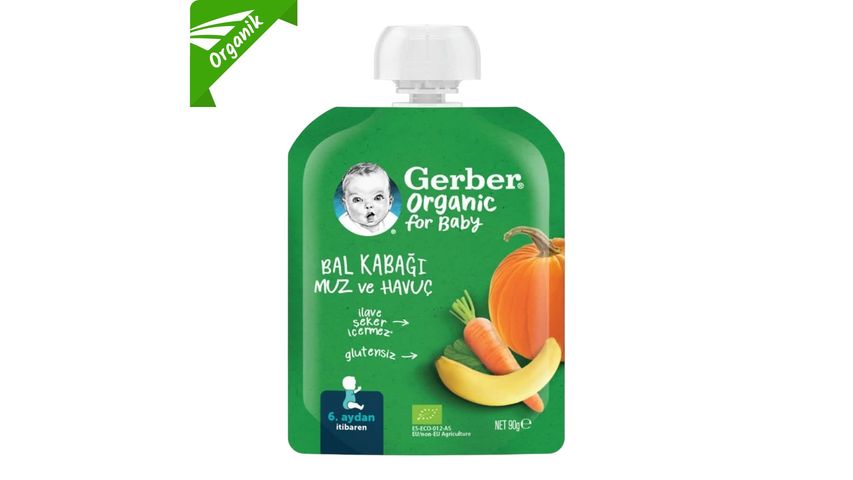Gerber Organik Muzlu ve Havuçlu Balkabağı Püresi 90 g