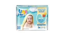Uni Baby Aktif Hassas Islak Mendil 3 x 52'li