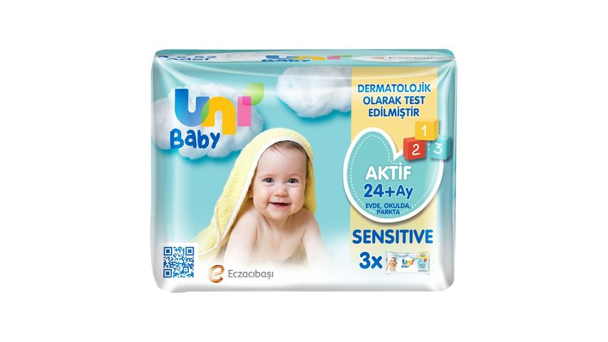 Uni Baby Active Sensitive Wet Wipes 3 x 52 pcs