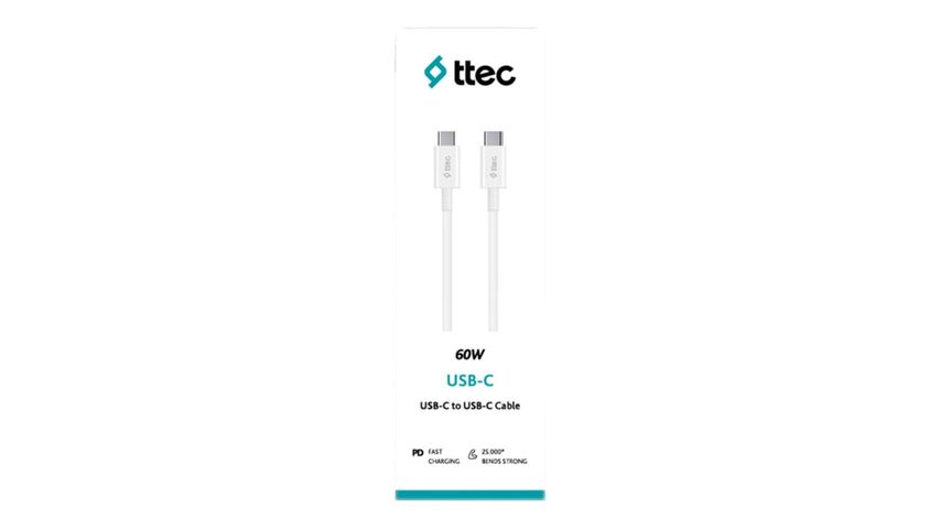 ttec USB-C 60W PD QC Hızlı Şarj Data Kablosu 120 cm
