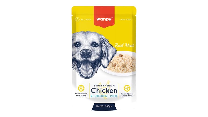 Wanpy Pouch Chicken & Liver Wet Dog Food 100 g