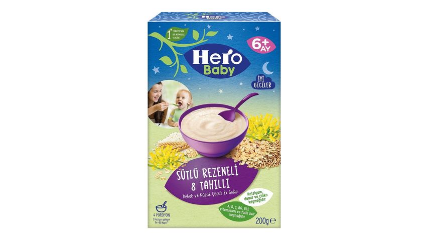 Hero Baby Sütlü 8 Tahıllı Rezeneli 200 g