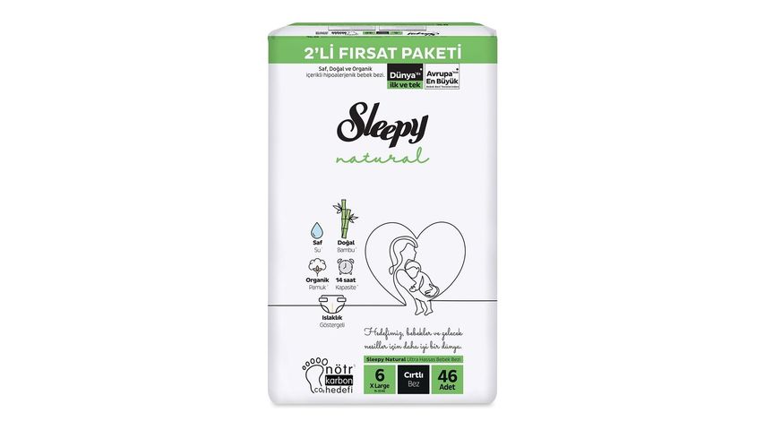 Sleepy Natural 6 Numara XLarge Cırtlı Bebek Bezi 46'lı
