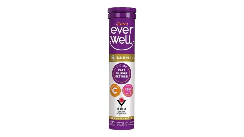 Ülker Everwell Black Elderberry Vitamin C Zinc Effervescent Tablets 15 pcs. 67.5g