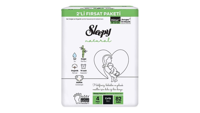 Sleepy Natural Maxi 4 Numara Cırtlı Bebek Bezi 82'li