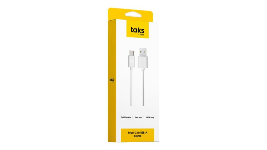 taks USB-A USB C Beyaz Şarj Kablosu