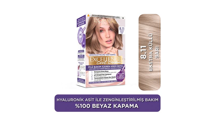 L’Oréal Paris Excellence Cool Creme 8.11 Ekstra Küllü Sarı Saç Boyası