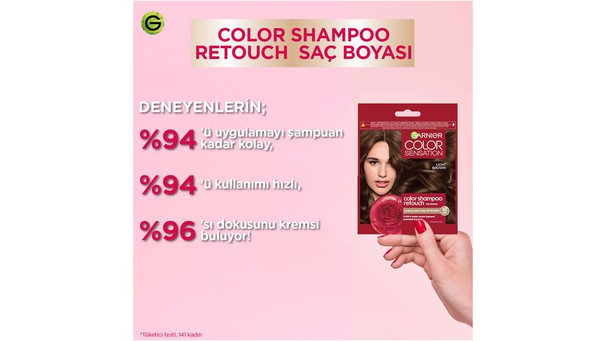 Garnier Color Shampoo Retouch Şampuan Kolaylığında Dip Boyası, Siyah 2.0