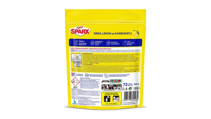 Asperox Sparx Diamond Bulaşık Makinesi Kapsülü 72'li