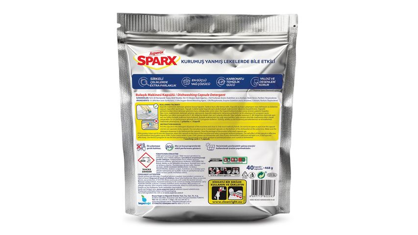 Asperox Sparx Diamond Plus Bulaşık Makinesi Kapsülü 40’lı