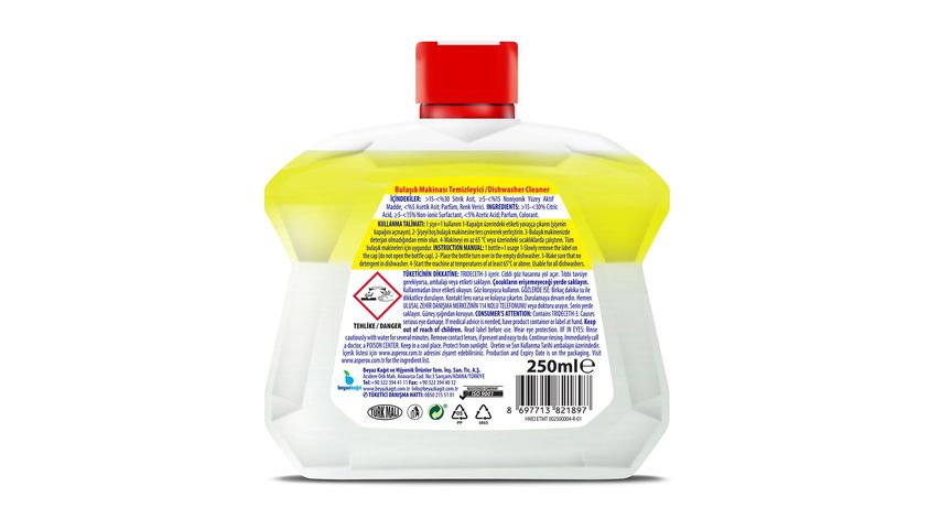 Asperox Sparx Bulaşık Makinesi Temizleyicisi Sirkeli & Limonlu 250 ml