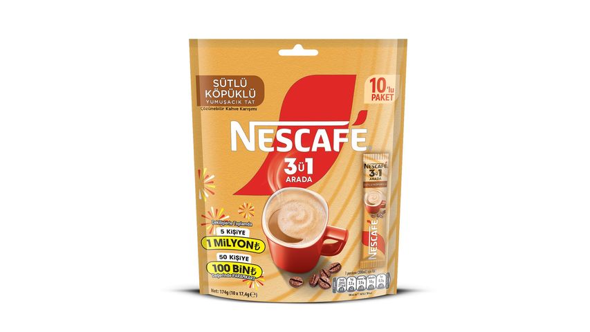 Nescafe 3ü1 Arada Sütlü Köpüklü Çözünebilir Kahve 10 x 17.4 g