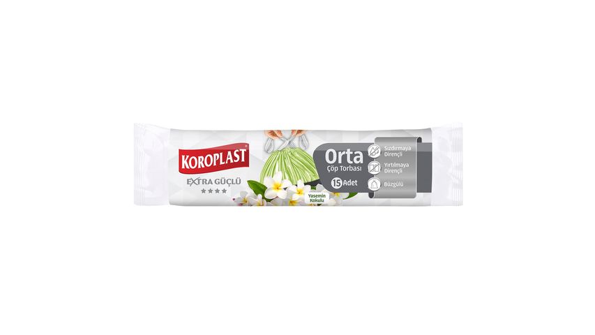 Koroplast Extra Strong Orchid Scented Drawstring Medium Trash Bags 15 Pieces